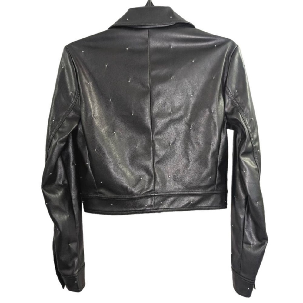 House of Harlow 1960 Black Studded Cropped Leather Jacket - Picture 2 of 3